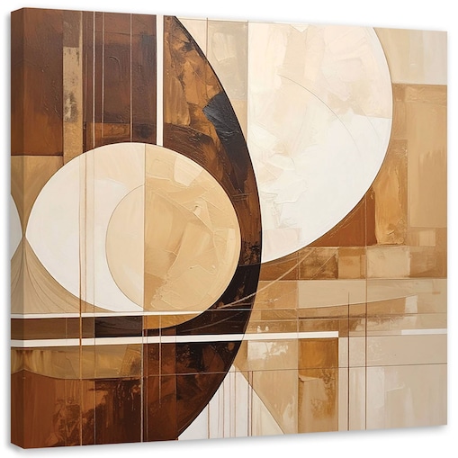 Obraz do salonu sypialni kuchni, Abstrakcyjne koła kształty w odcieniach beżu i brązu