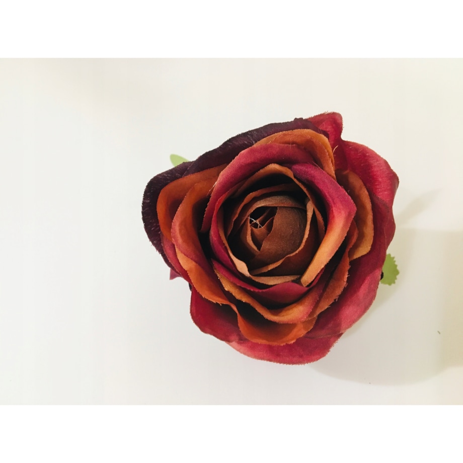 6x Róża sztuczna wyrobowa do wiązanek główka pąk sztuczne kwiaty trzykolor