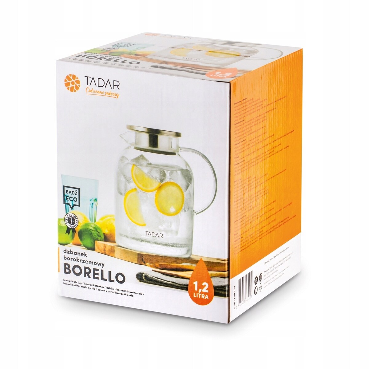 Dzbanek SZKLANY do herbaty borokrzemowy 1,2 L na napoje soki kompot zioła