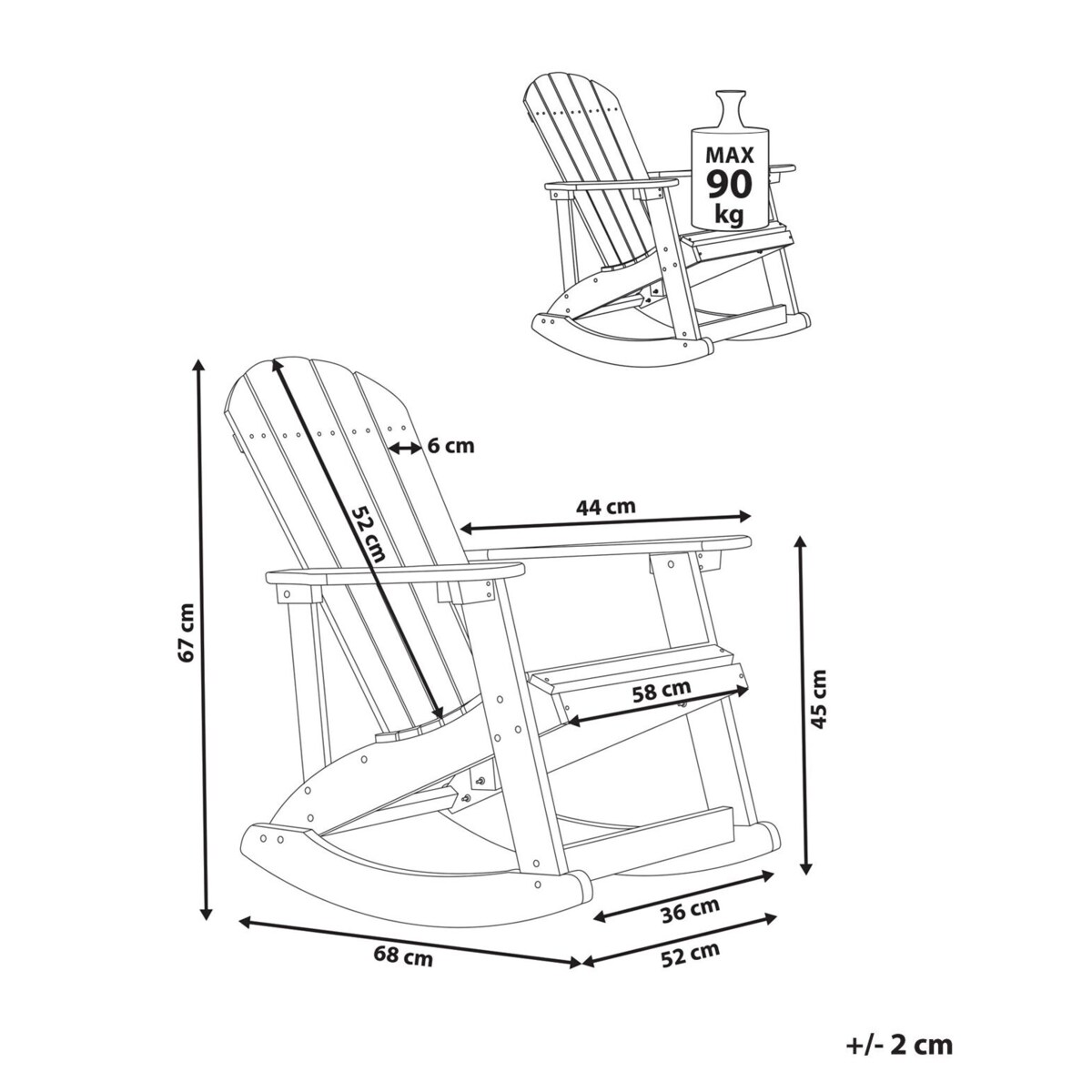 Fotel bujany ogrodowy dla dzieci różowy ADIRONDACK