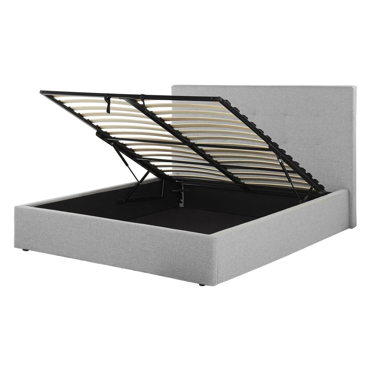 Łóżko z pojemnikiem tapicerowane 140 x200 cm szare LORIENT