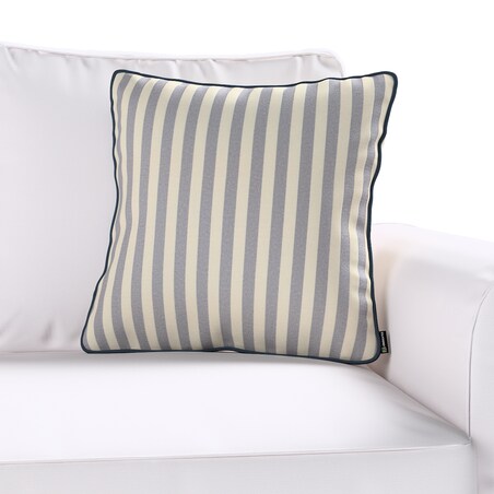 Poszewka Gabi na poduszkę 60x60 granatowo-białe pasy (1,5cm)