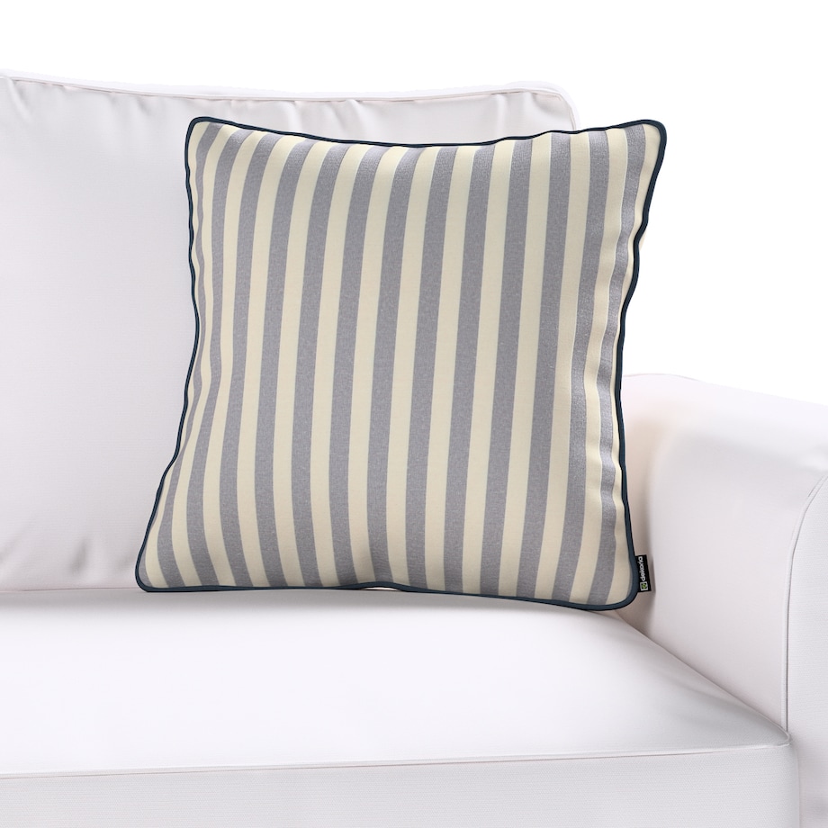 Poszewka Gabi na poduszkę 60x60 granatowo-białe pasy (1,5cm)