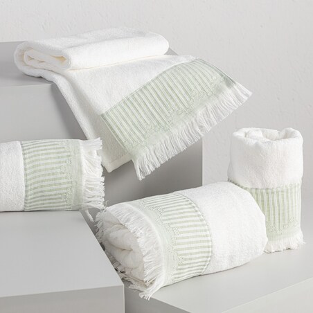 Zestaw ręczników Trevor 3szt. white green, 50 x 100 / 70 x 140 cm