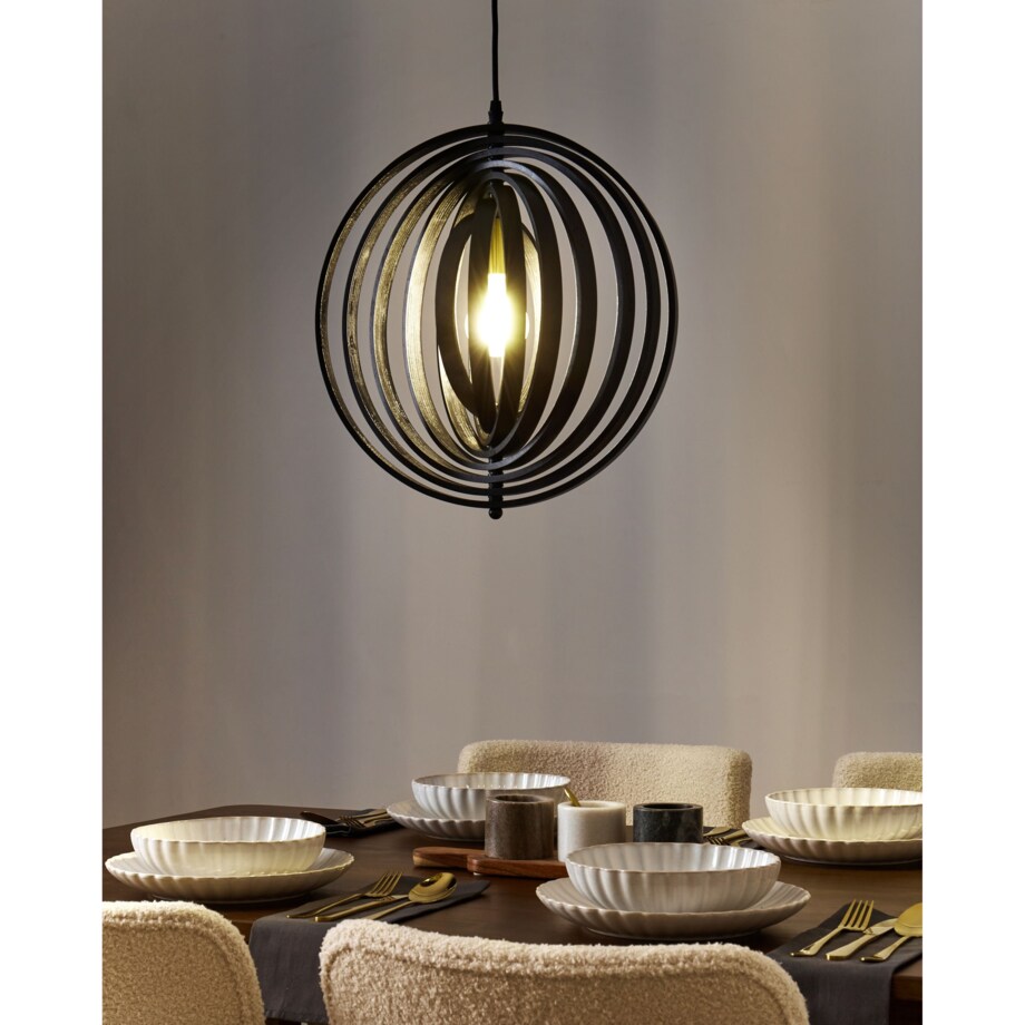 Lampa wisząca MURRELL Drewno topolowe Czarny