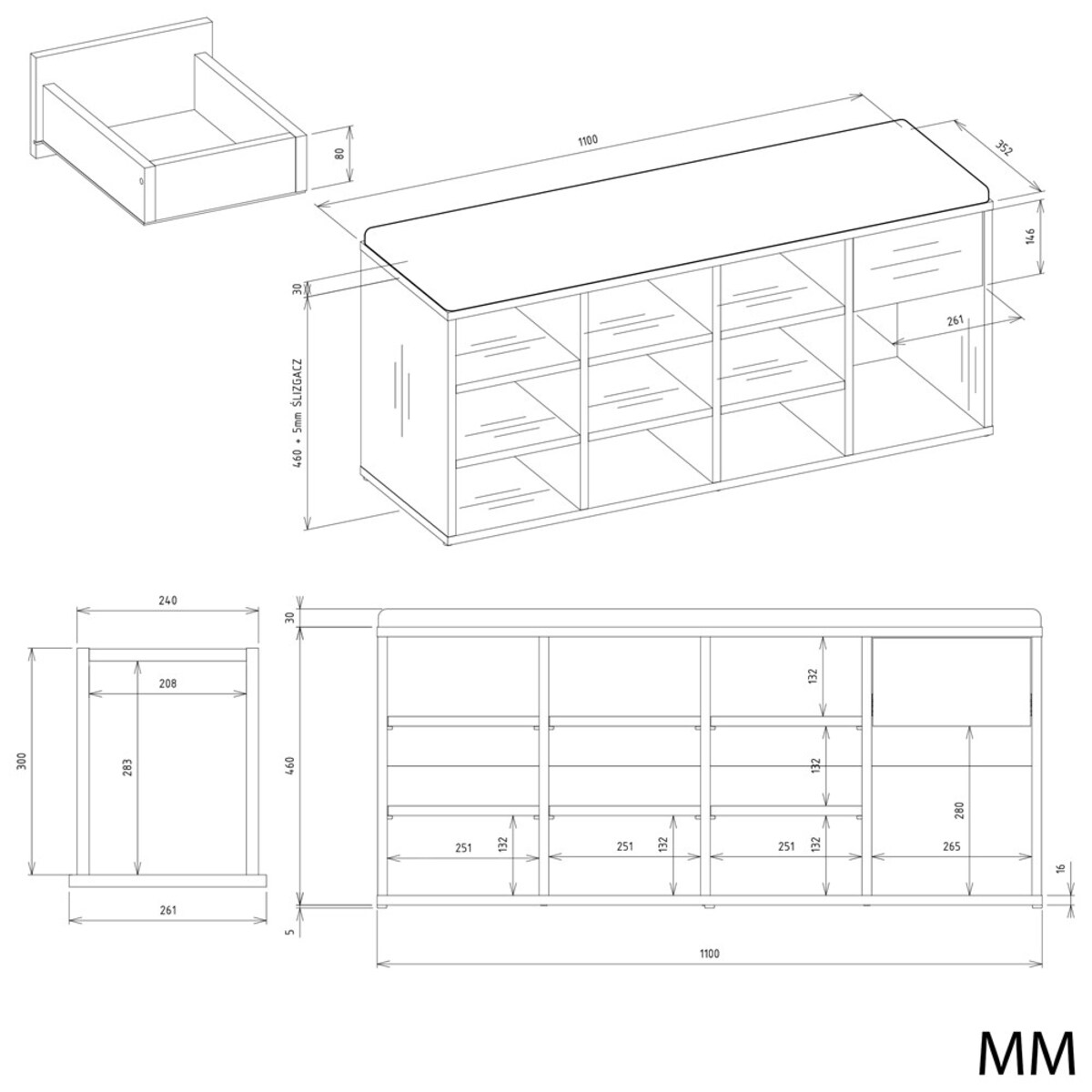 Szafka Na Obuwie Buty Otwarta TALLIN DĄB ARTISAN Do Przedpokoju