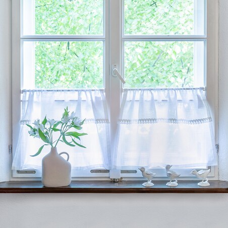 Zazdrostka z frędzelkami na metry wys. 40cm+2,5cm grzywka 60x0 prześwitujący biały