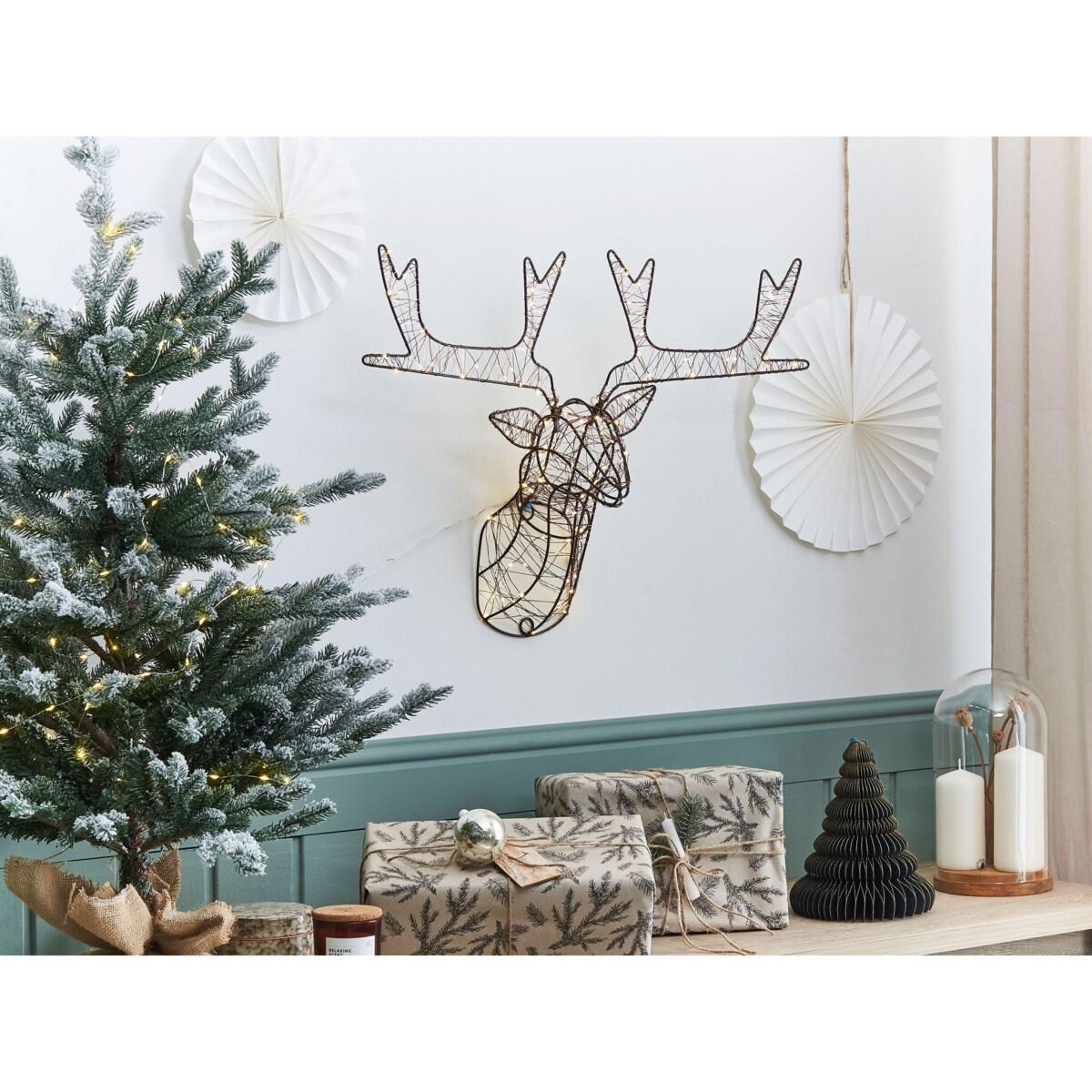 Dekoracja ogrodowa wisząca LED głowa renifera 47 cm czarna NELLIM