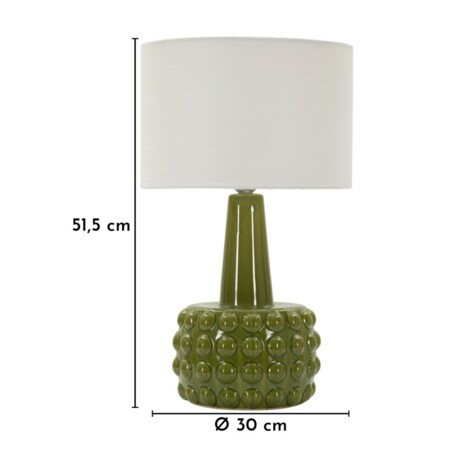 Lampa stołowa Gress, kolor zielony i biały, ceramika, żelazo i tkanina, 30 x 30 x 51,5 cm, 1 x E27, max. 40 W, do salonu i sypialni, Mauro Ferretti