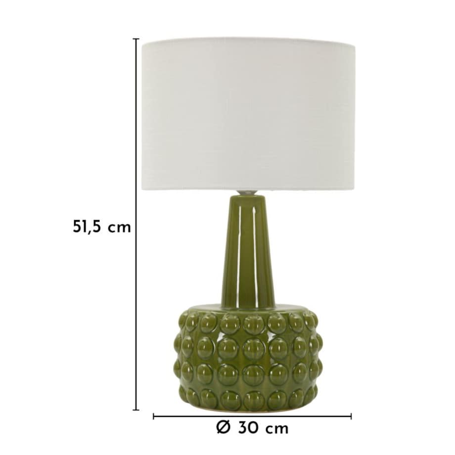 Lampa stołowa Gress, kolor zielony i biały, ceramika, żelazo i tkanina, 30 x 30 x 51,5 cm, 1 x E27, max. 40 W, do salonu i sypialni, Mauro Ferretti