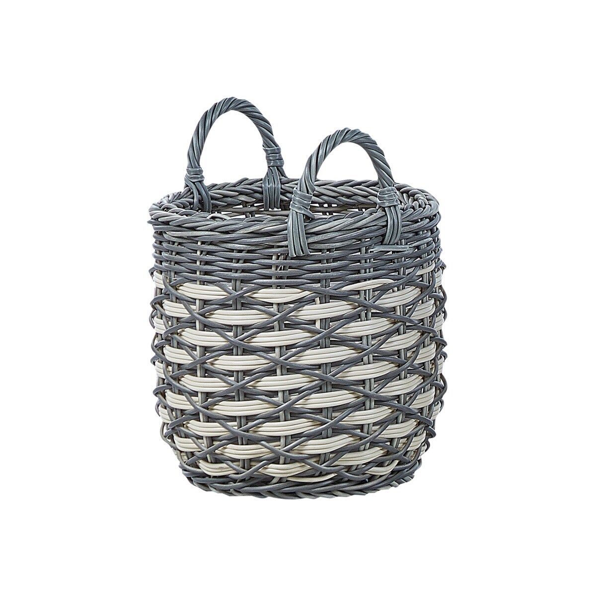 Zestaw 3 koszy na kwiaty z technorattanu szaro-biały GEFIRA