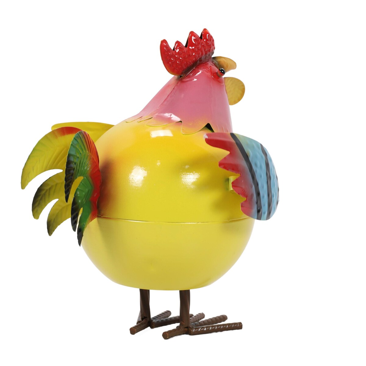 Kolorowa figurka metalowy kogut, 21 x 25 x 28 cm