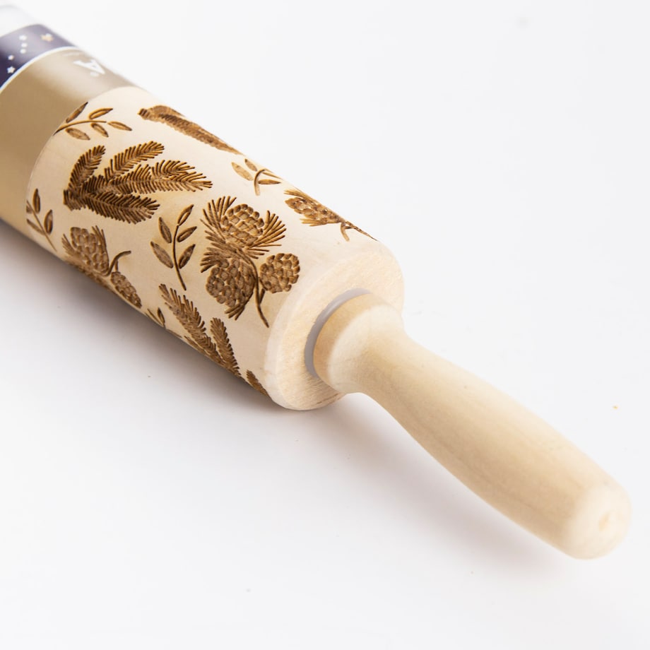 Wałek Do Ciasta Grawerowany Drewniany Świąteczny Do Ciastek Gałązki