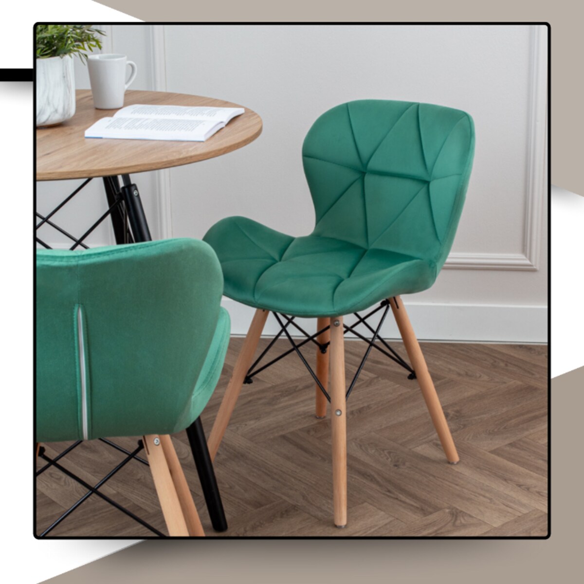 Krzesło Tapicerowane Welurowe Do Jadalni Salonu Pikowane Skandynawskie