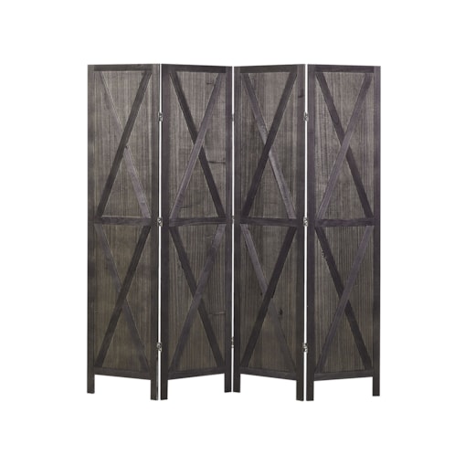 4-panelowy składany parawan pokojowy drewniany 170 x 163 cm ciemnobrązowy RIDANNA