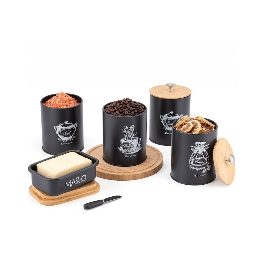 Elitehoff zestaw 4 pojemników kuchennych i maselniczka 49316