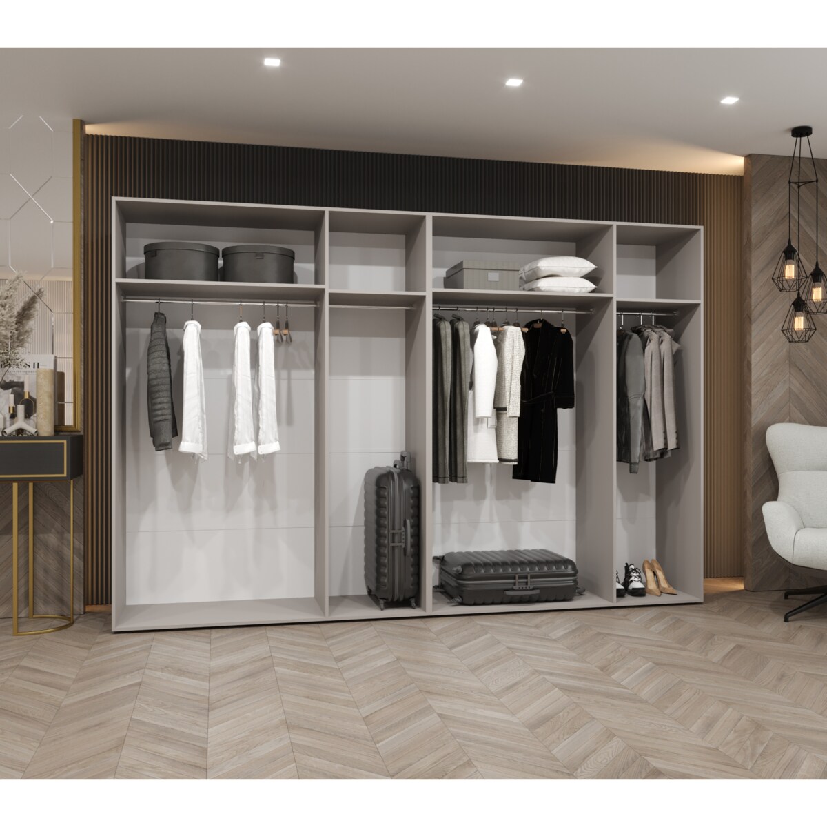 Szafa uchylna otwierana MARBELLA 3 300 wys. 202 cm Kaszmir + u. Czarny