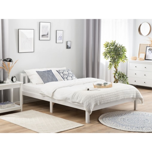 Łóżko drewniane 140 x 200 cm białe FLORAC