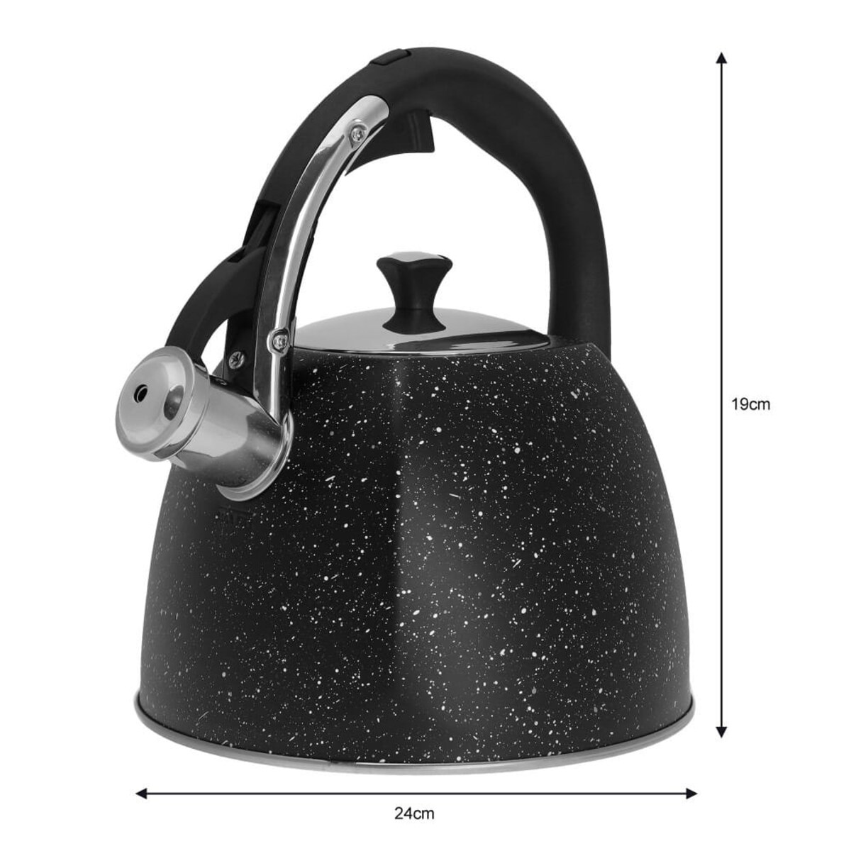 Czajnik stalowy z gwizdkiem 2.2L indukcja gaz czarny marmur KLAUSBERG