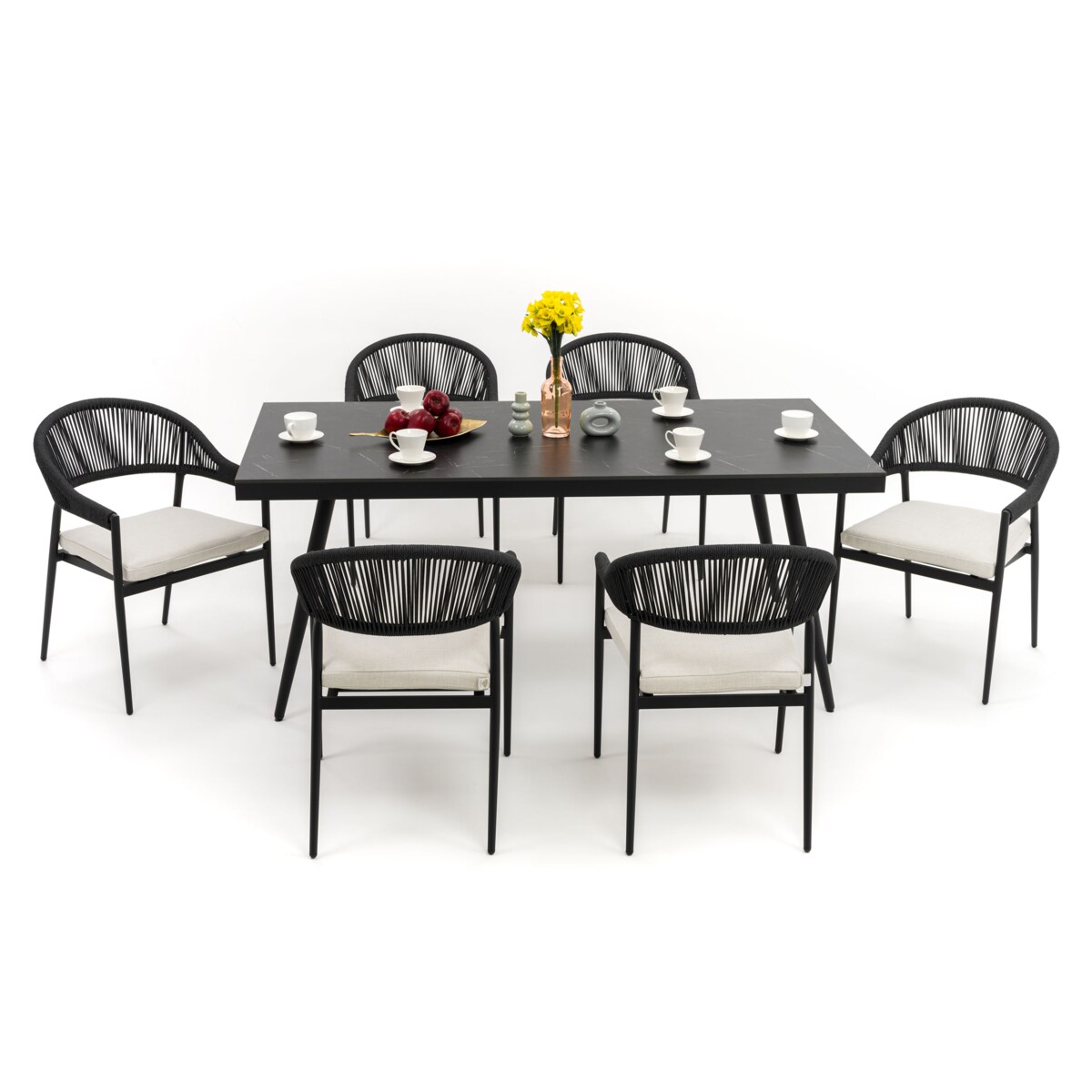 Zestaw mebli ogrodowych aluminiowe nowoczesne BELIZE czarno beżowe