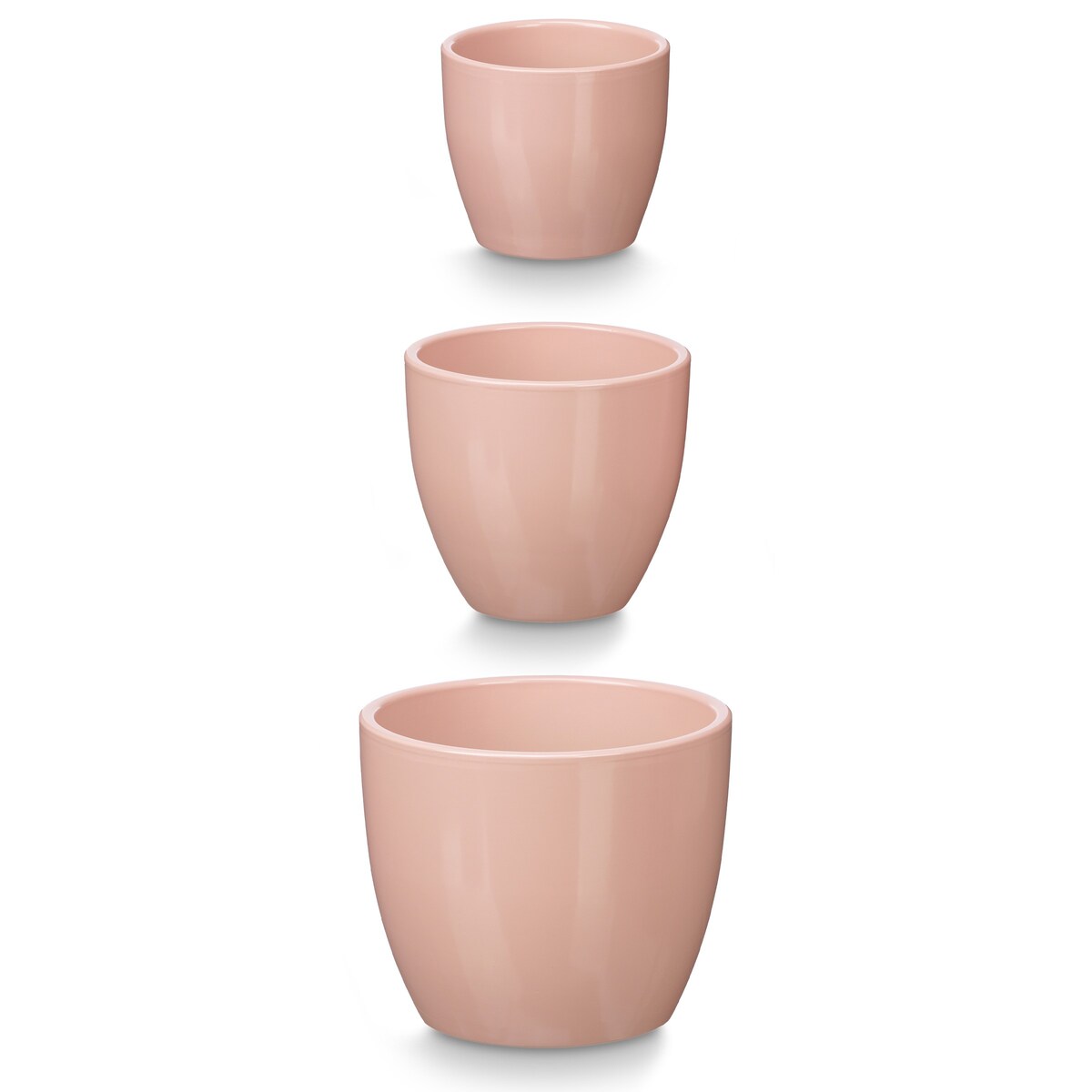 Zestaw 3 doniczek ceramicznych Ø14, 17, 22 cm VASOS okrągłe różowe