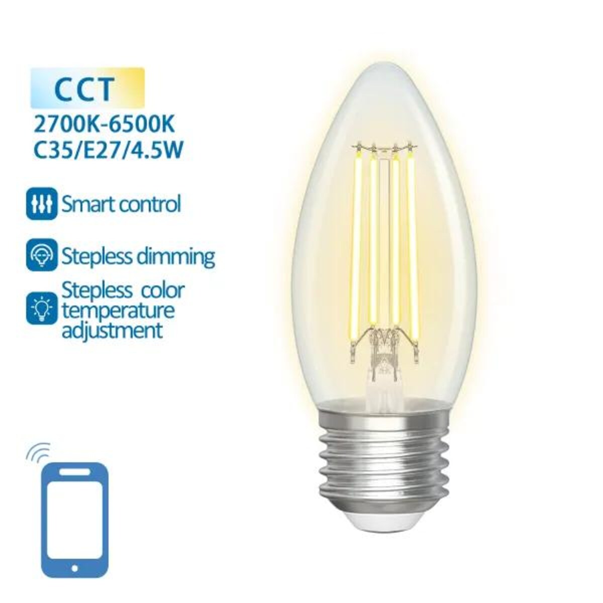 inteligentna żarówka wb a60 c35 wi-fi (przezroczysta)