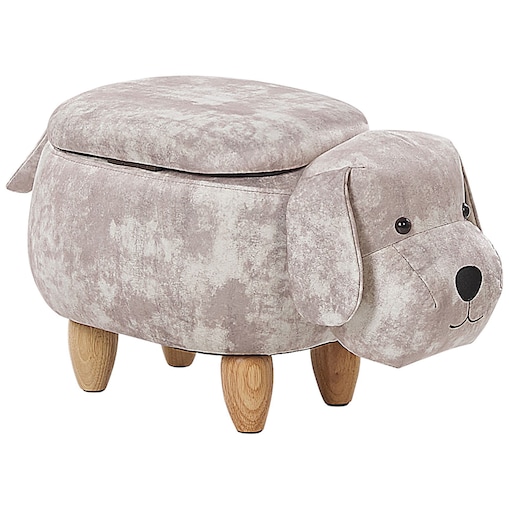 Pufa zwierzak ze schowkiem DOGGY Welur Beżowy Pies