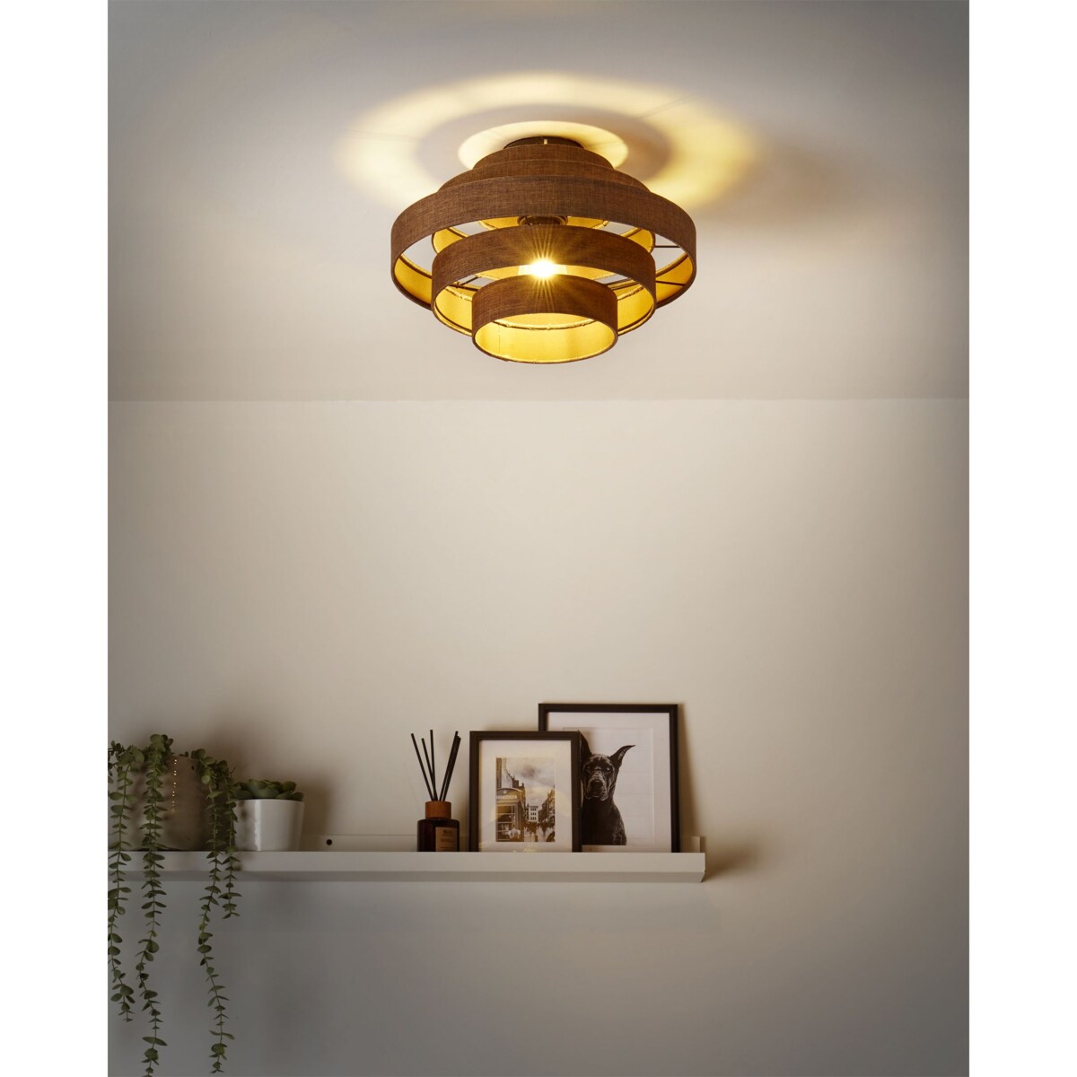 Lampa sufitowa EREBATO Len Brązowy