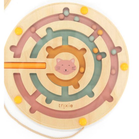 Drewniany okrągły labirynt magnetyczny – Kot Trixie Baby