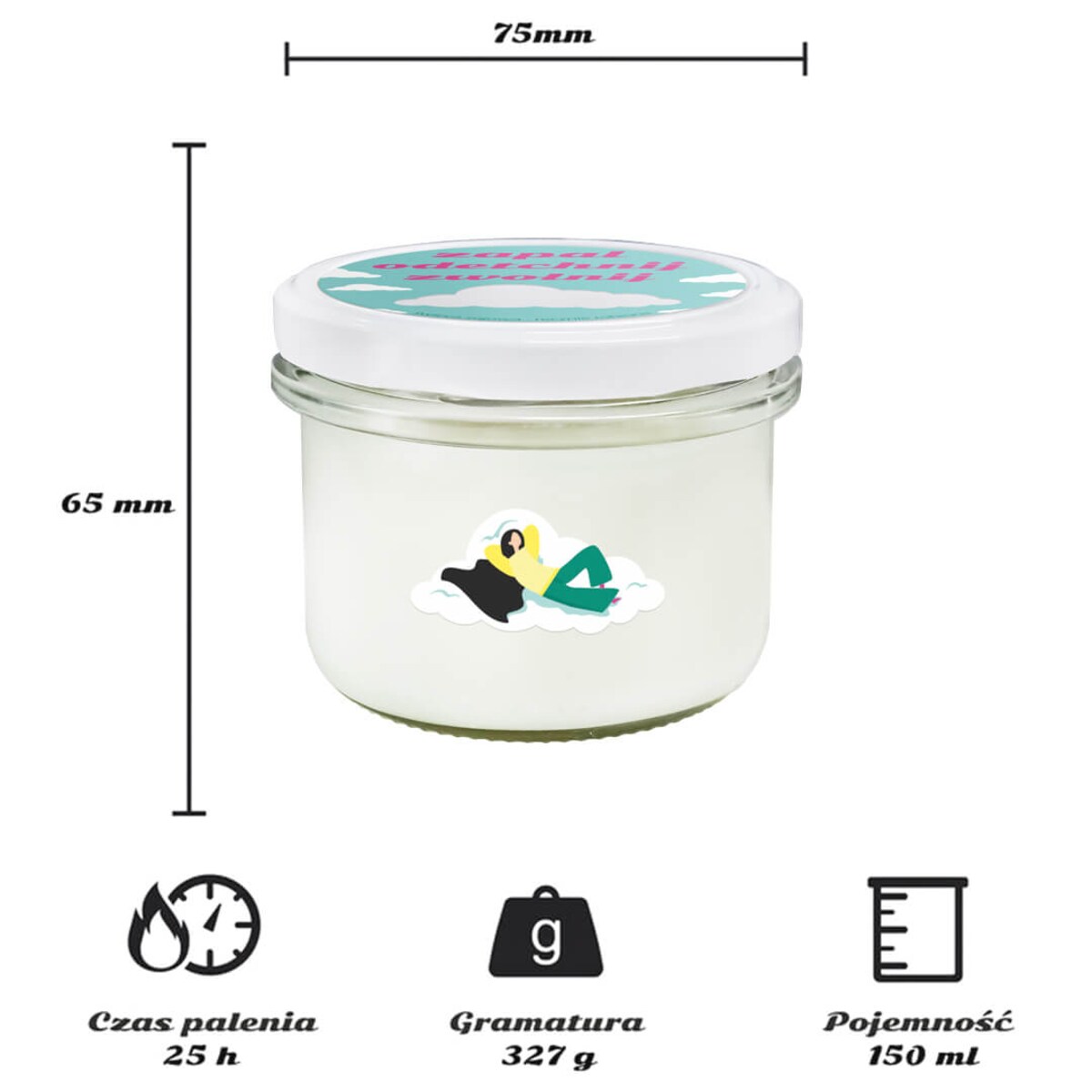 Naturalna świeca sojowa zapachowa "Zapal, Odetchnij, Zwolnij" w słoiku 150ml prezent upominek na każdą okazję dla kobiety babci mamy żony dziewczyny przyjaciółki