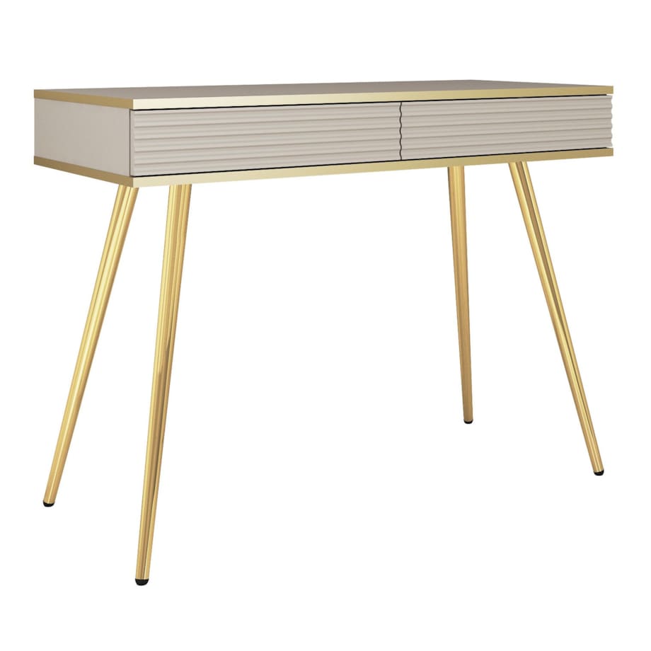 Toaletka ryflowana POLO 102 na wysokich złotych nóżkach, beżowa