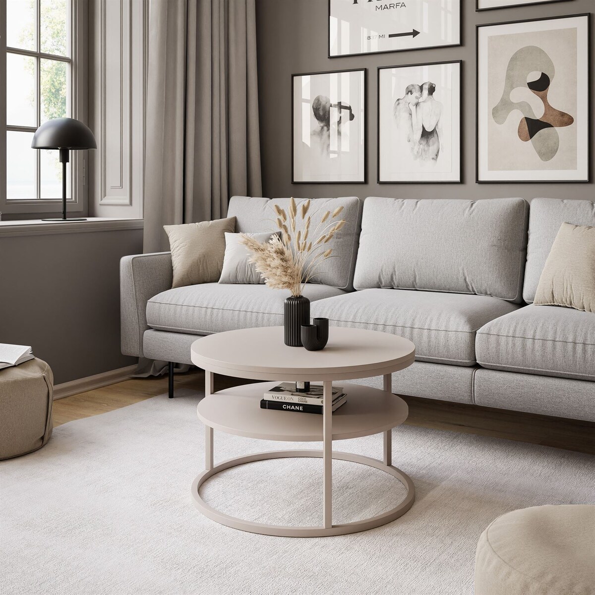 Stolik Kawowy CIRI SLIM z pólką kaszmir mat