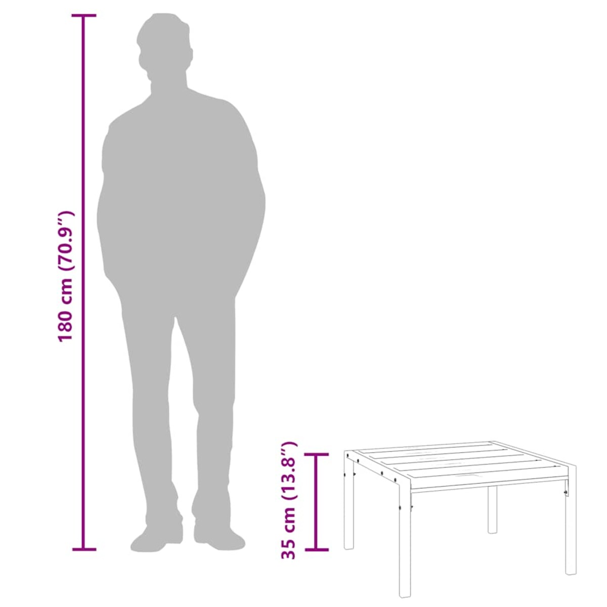 vidaXL Ogrodowy stolik kawowy, czarny, 60x60x35 cm, stal
