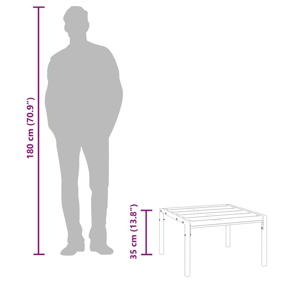 vidaXL Ogrodowy stolik kawowy, czarny, 60x60x35 cm, stal