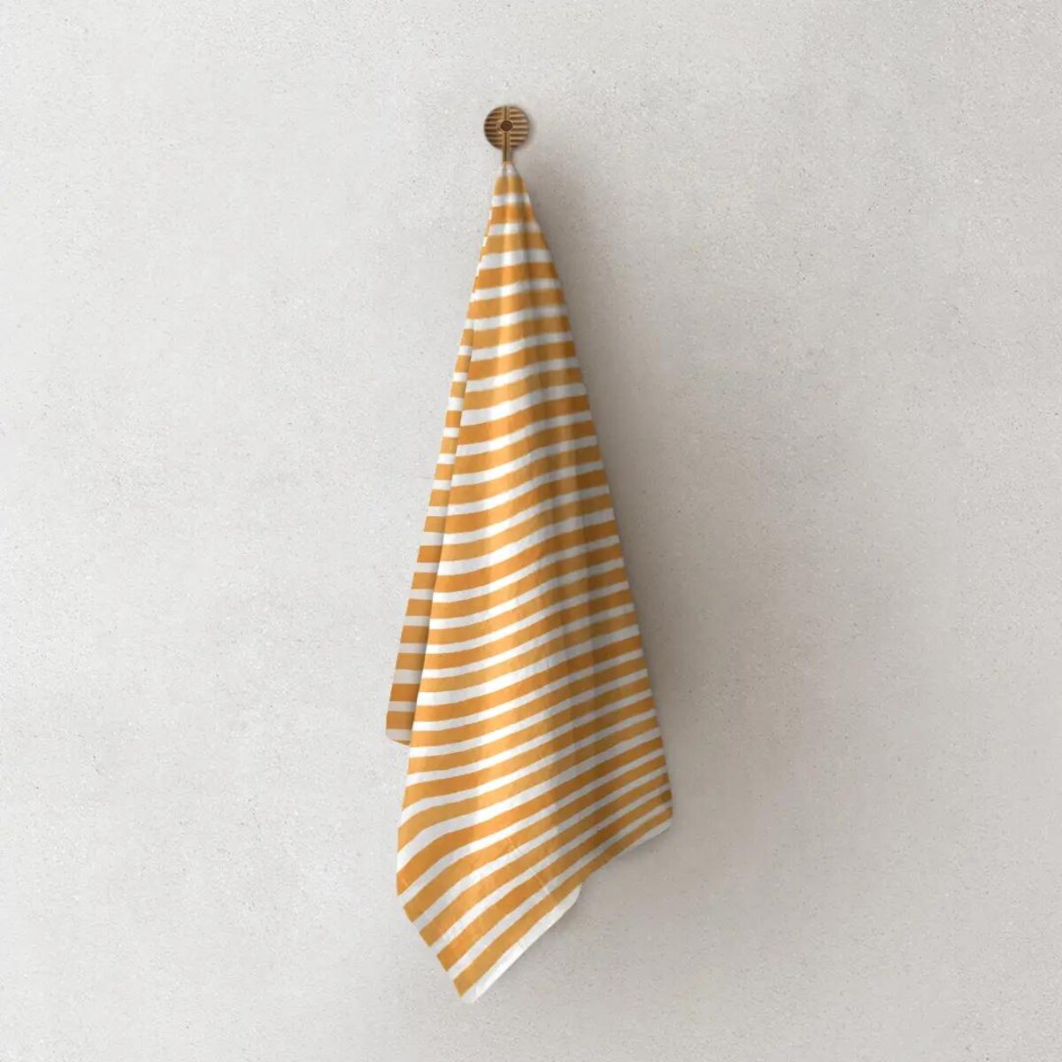 Lniany ręcznik kuchenny - pomarańczowe paski