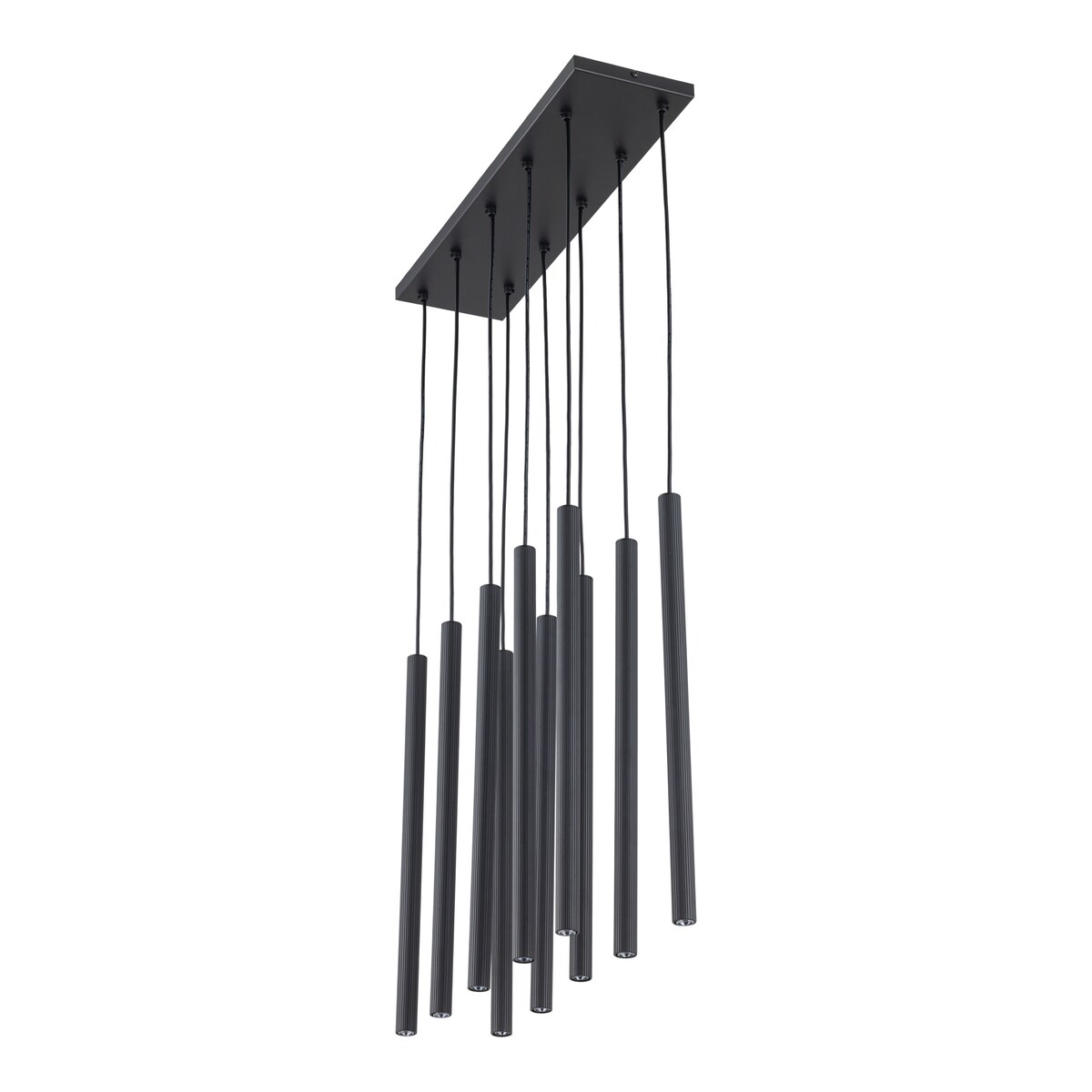Lampa Wisząca Tk Lighting Ferro Na Listwie Czarna Ryflowana Metalowa Tuba Sopel Rurka 10X G9