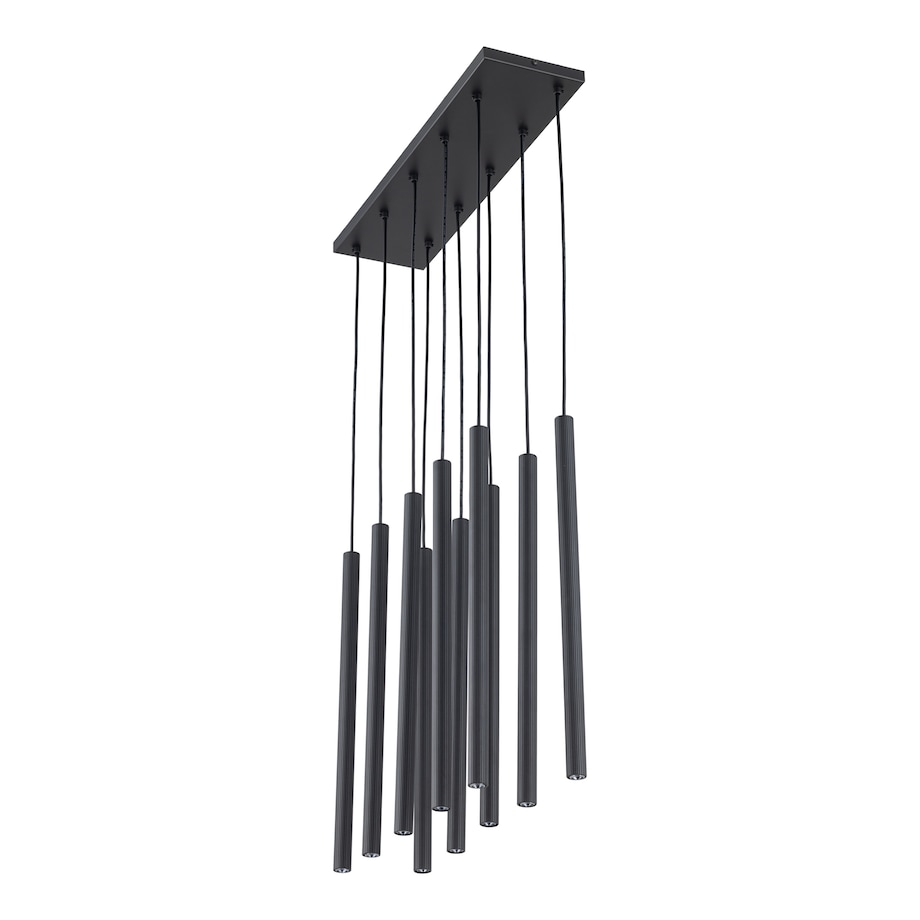 Lampa Wisząca Tk Lighting Ferro Na Listwie Czarna Ryflowana Metalowa Tuba Sopel Rurka 10X G9