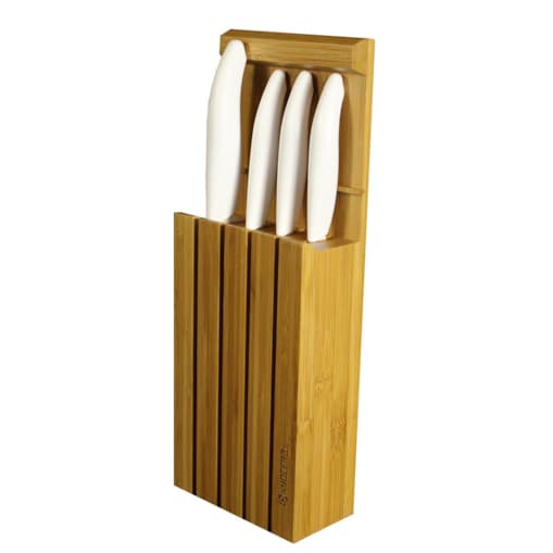 Blok bambusowy z 4 nożami białymi, Kyocera