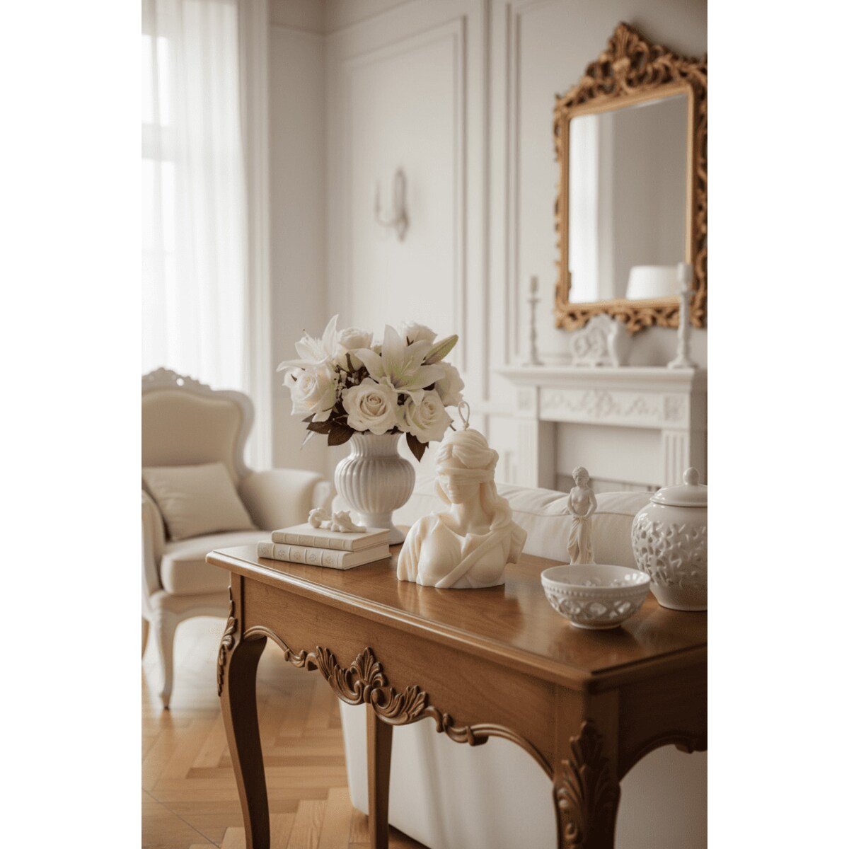 Świeca sojowa Margot L w formie dekoracyjnego popiersia – elegancka ozdoba do stylowych wnętrz