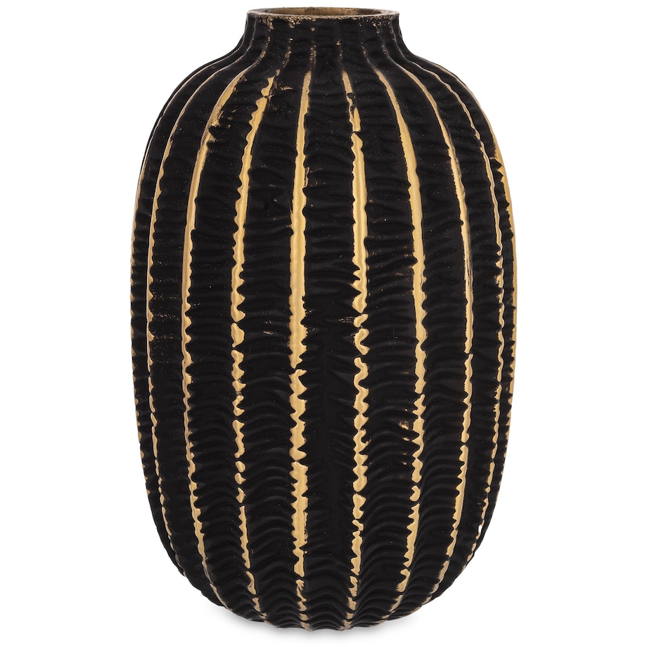 Wazon szklany 23x15x15 cm KADO-4 ze złotym prążkowaniem tall