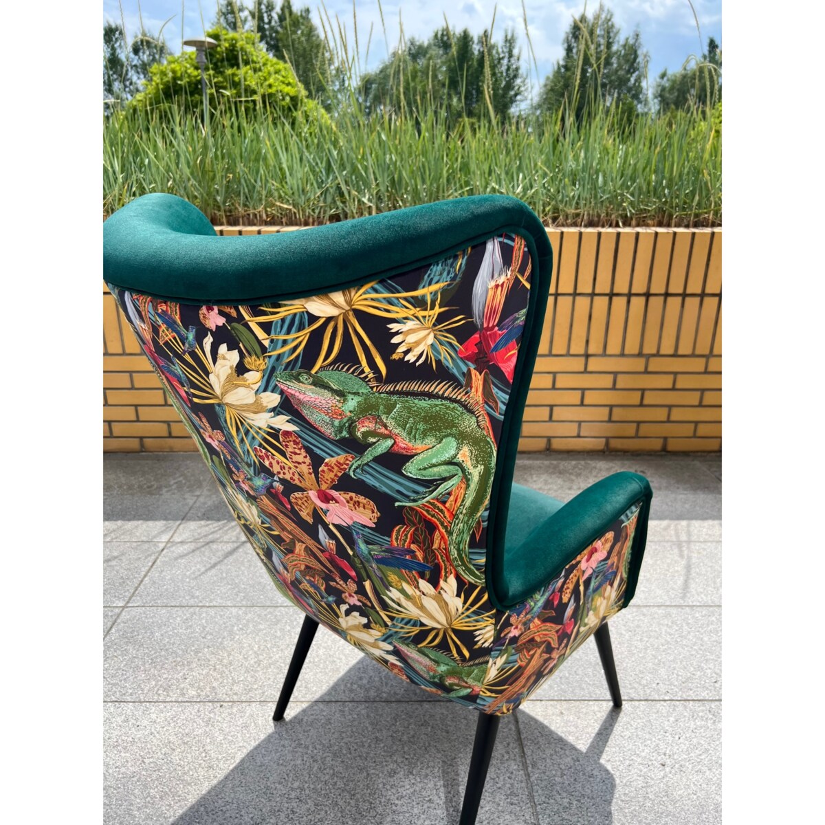 Fotel uszak U01XL Iguana + butelkowa zieleń