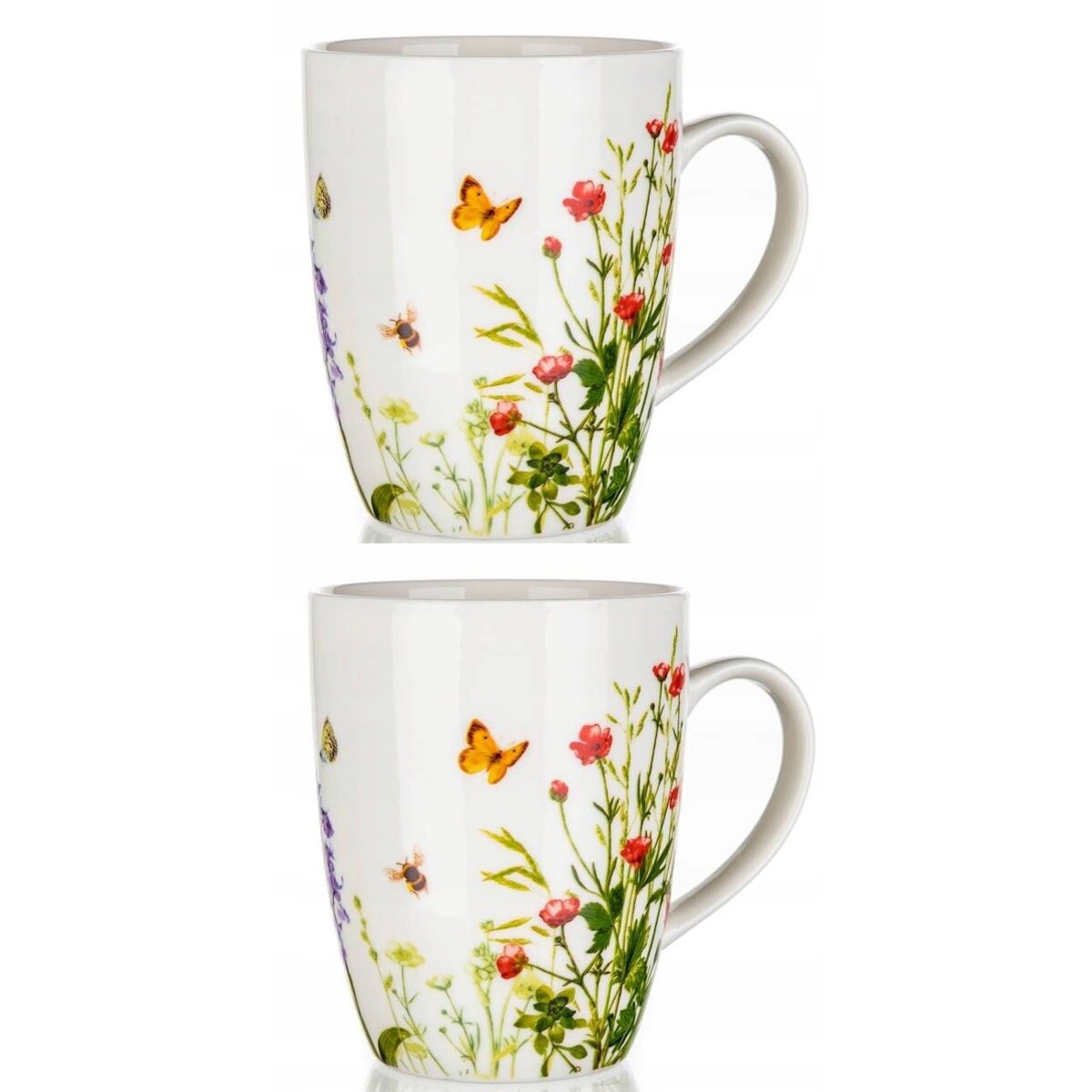 KUBEK W KWIATY ŁĄKA 2 x 310 ml NA NAPOJE KAWĘ HERBATĘ prezent upominek dar