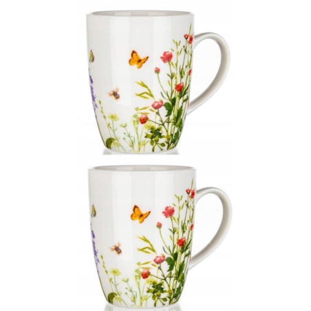 KUBEK W KWIATY ŁĄKA 2 x 310 ml NA NAPOJE KAWĘ HERBATĘ prezent upominek dar