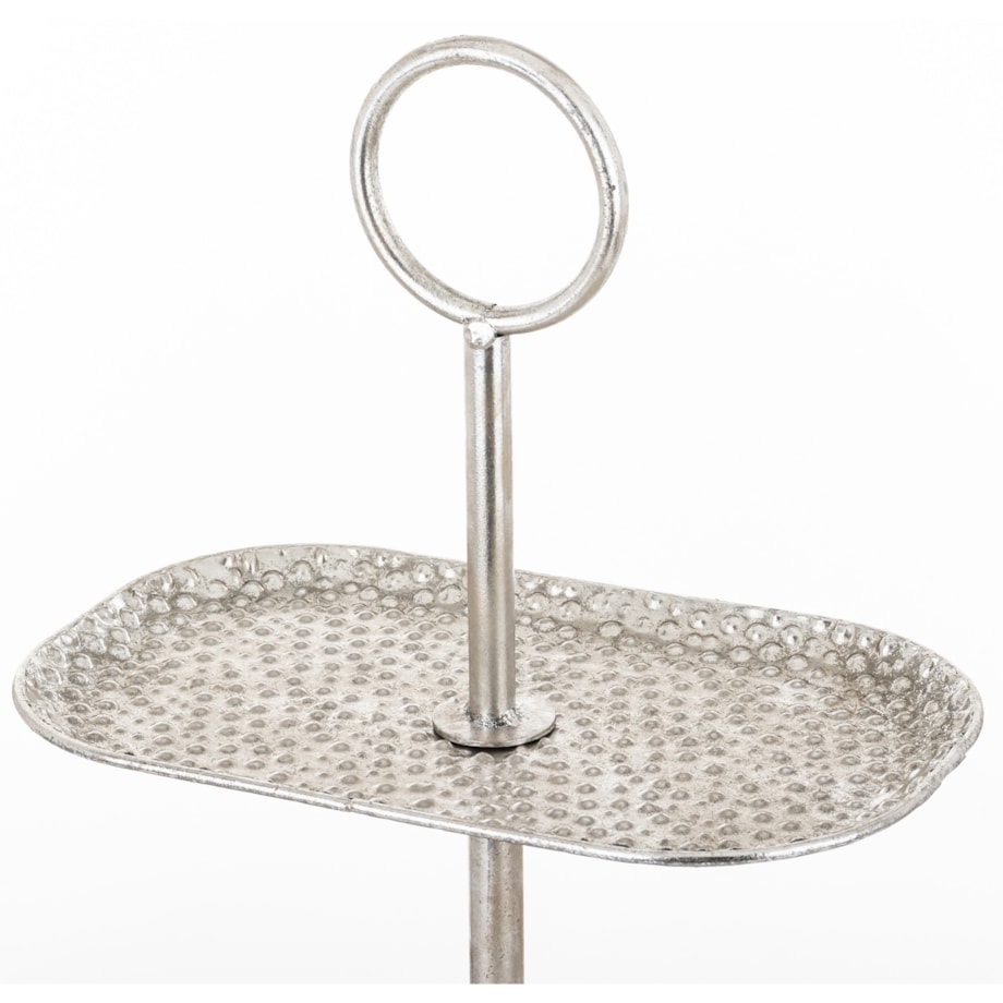 Patera dwupoziomowa, 48x36x21,5 cm srebrna młotkowana