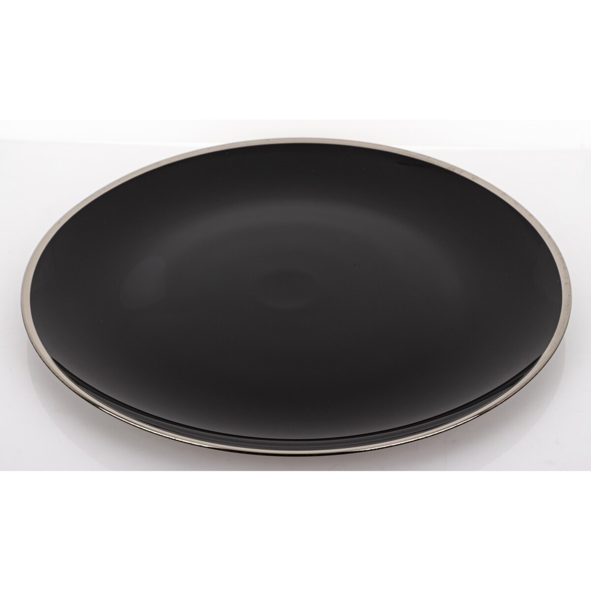 Podstawka dekoracyjna pod talerz, Ø 33x2 cm PULVINAR-4 czarna ze srebrnym obrzeżem
