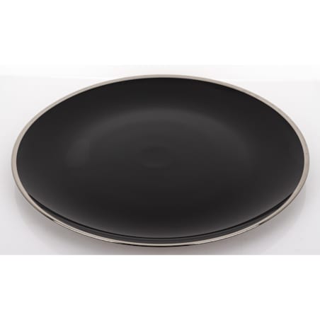 Podstawka dekoracyjna pod talerz, Ø 33x2 cm PULVINAR-4 czarna ze srebrnym obrzeżem