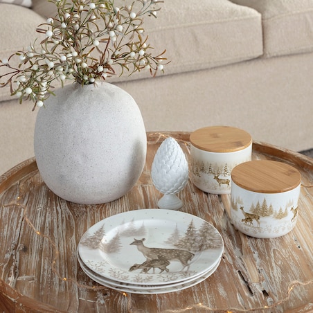 Pojemnik Winter Meadow I ⌀9cm boże narodzenie, święta, świąteczne, biały-beżowy-brązowy-naturalny, 9 x 11 x 11 cm