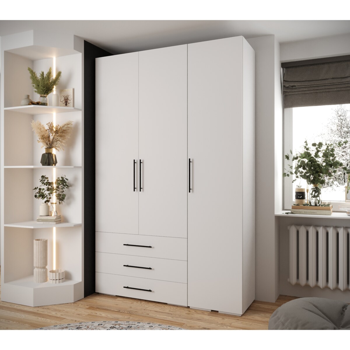 Garderoba wysoka do przedpokoju INOVA 3 Z17 biały+czarny