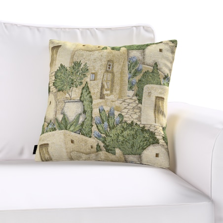 Poszewka Kinga na poduszkę 50x50 piaskowo-zielony motyw śródziemnomorski