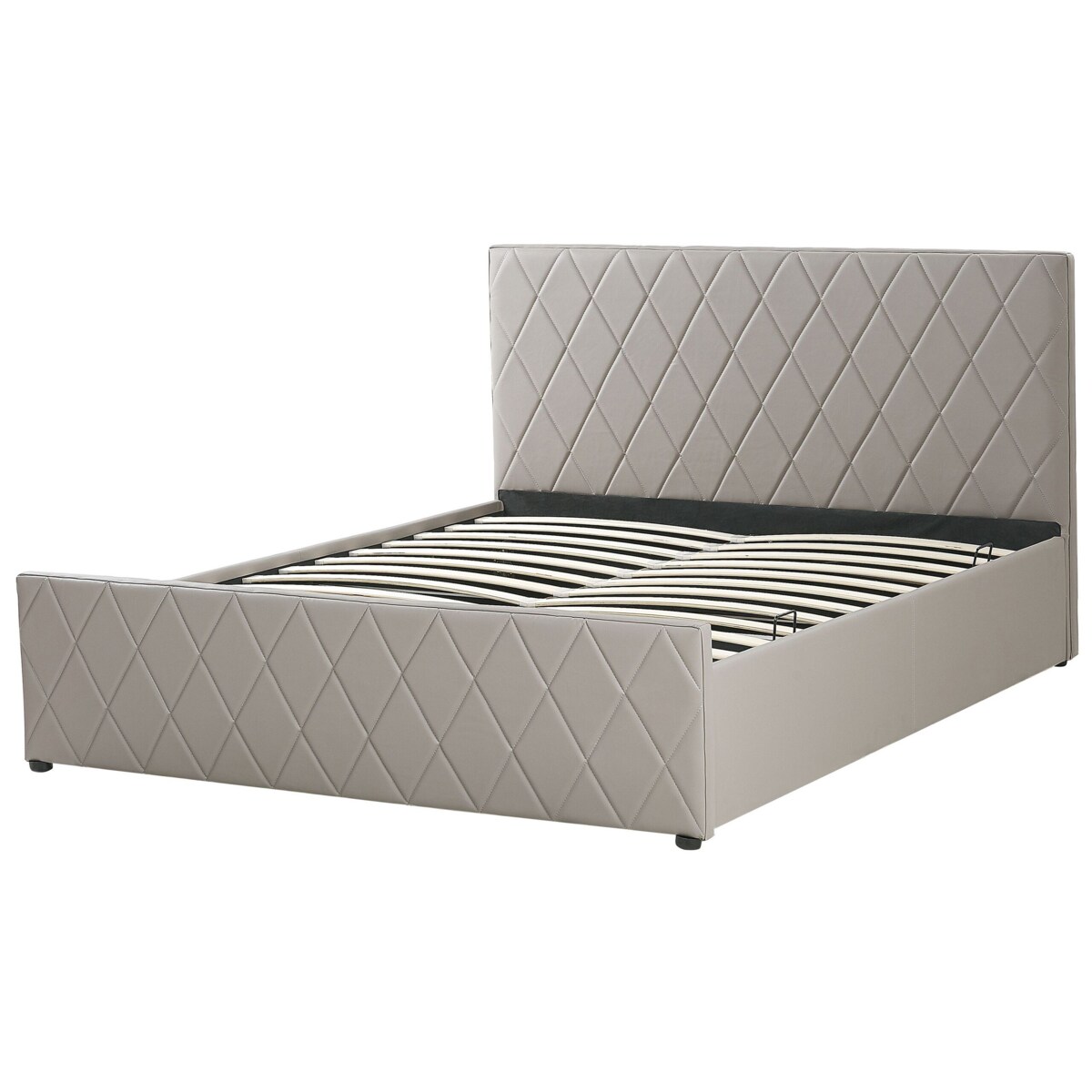 Łóżko z pojemnikiem ekoskóra 180 x 200 cm beżowoszare ROCHEFORT